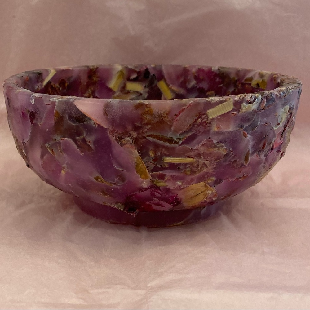 Bowl Made Of Purple Wax to House Candles and Sister Candle Included
